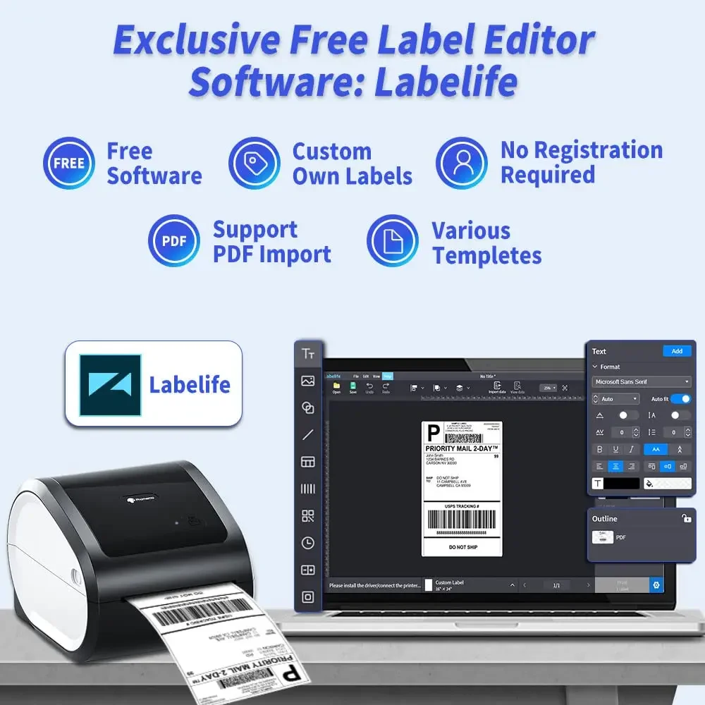 Wireless Bluethooth Shipping P - Commercial Label Printing Machine review and price